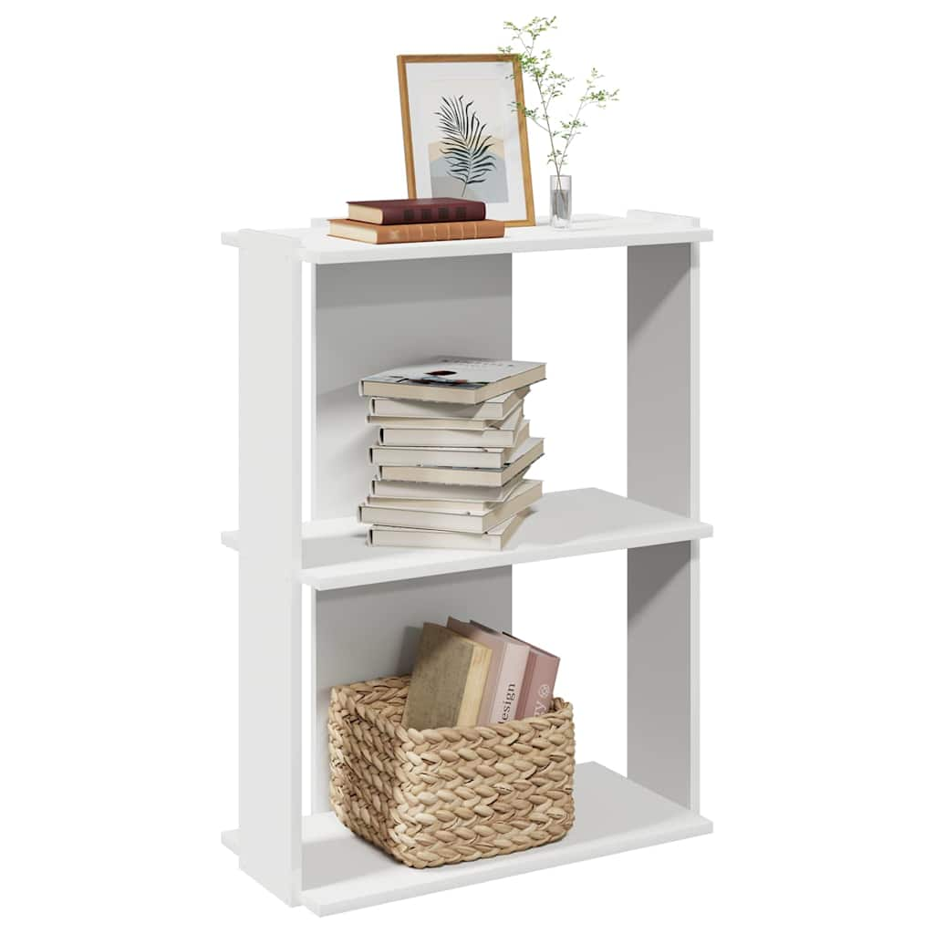 Bookcase 3 Shelves White 60x30x80 cm Wood Material