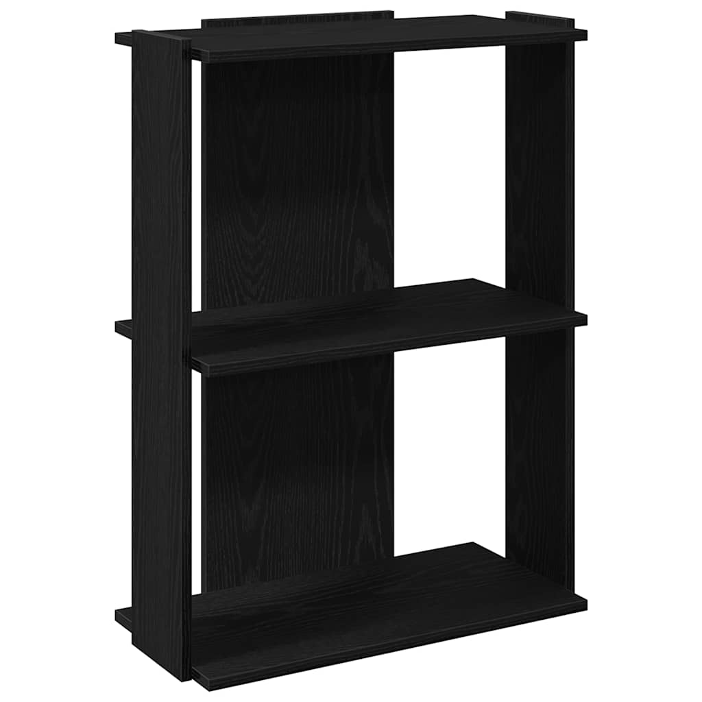 Bookcase 3 Shelves Black 60x30x80 cm Wood Material