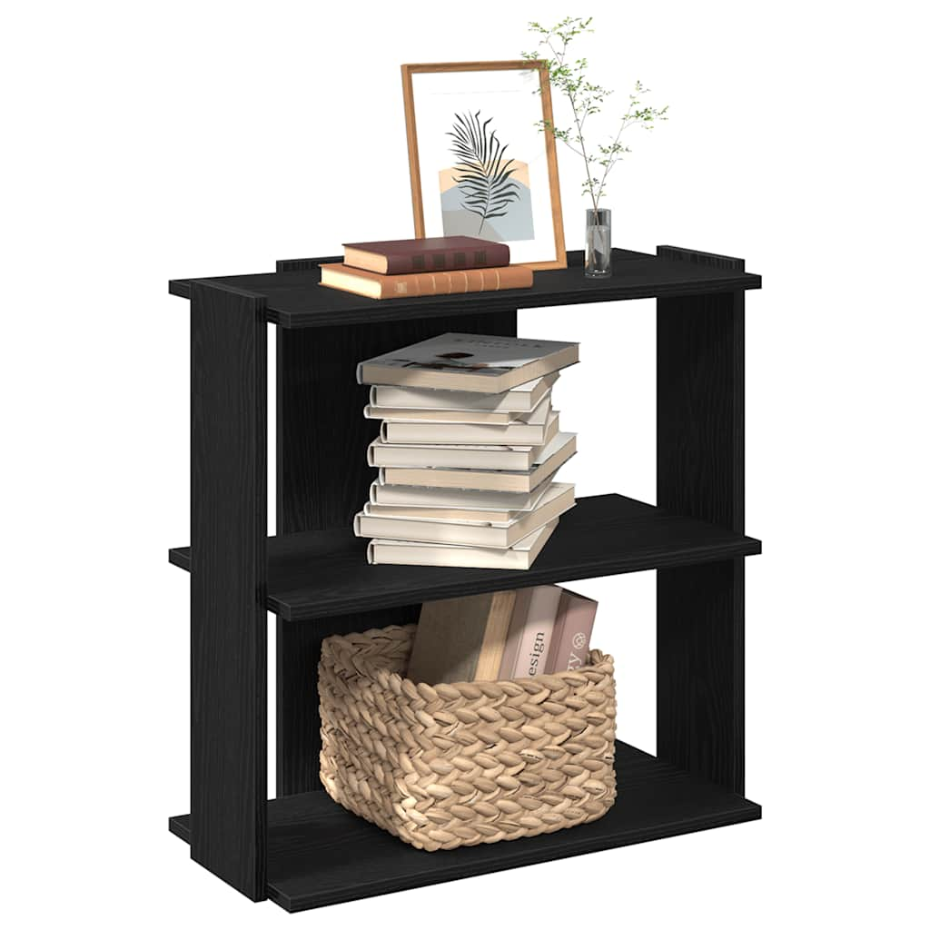 Bookcase 3 Shelves Black 60x30x80 cm Wood Material