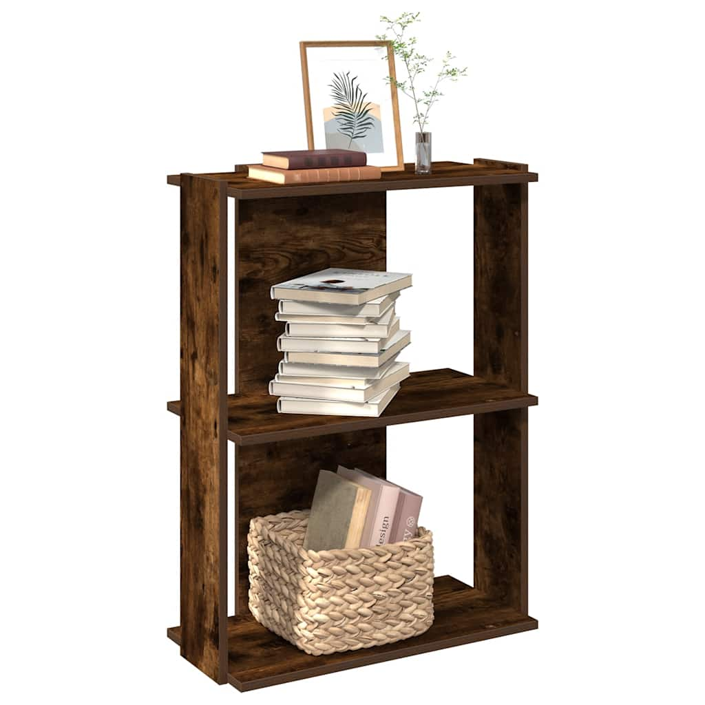 Bookcase 3 shelves smoked oak 60x30x80 cm wood material