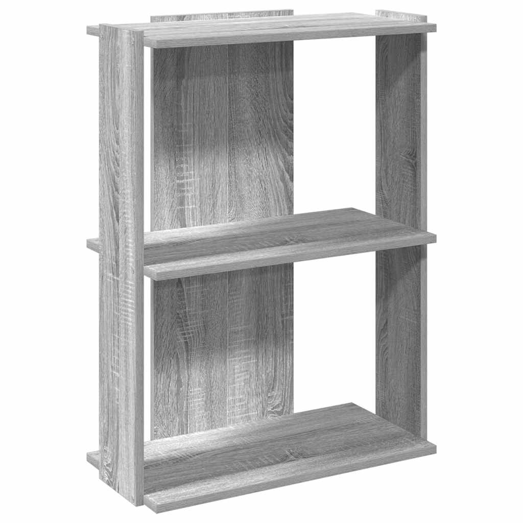 Bookcase 3 Shelves Grey Sonoma 60x30x80 cm Wood Material