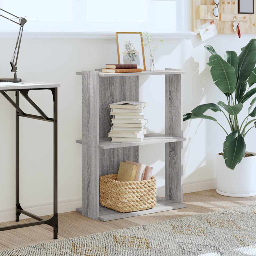 Bookcase 3 Shelves Grey Sonoma 60x30x80 cm Wood Material