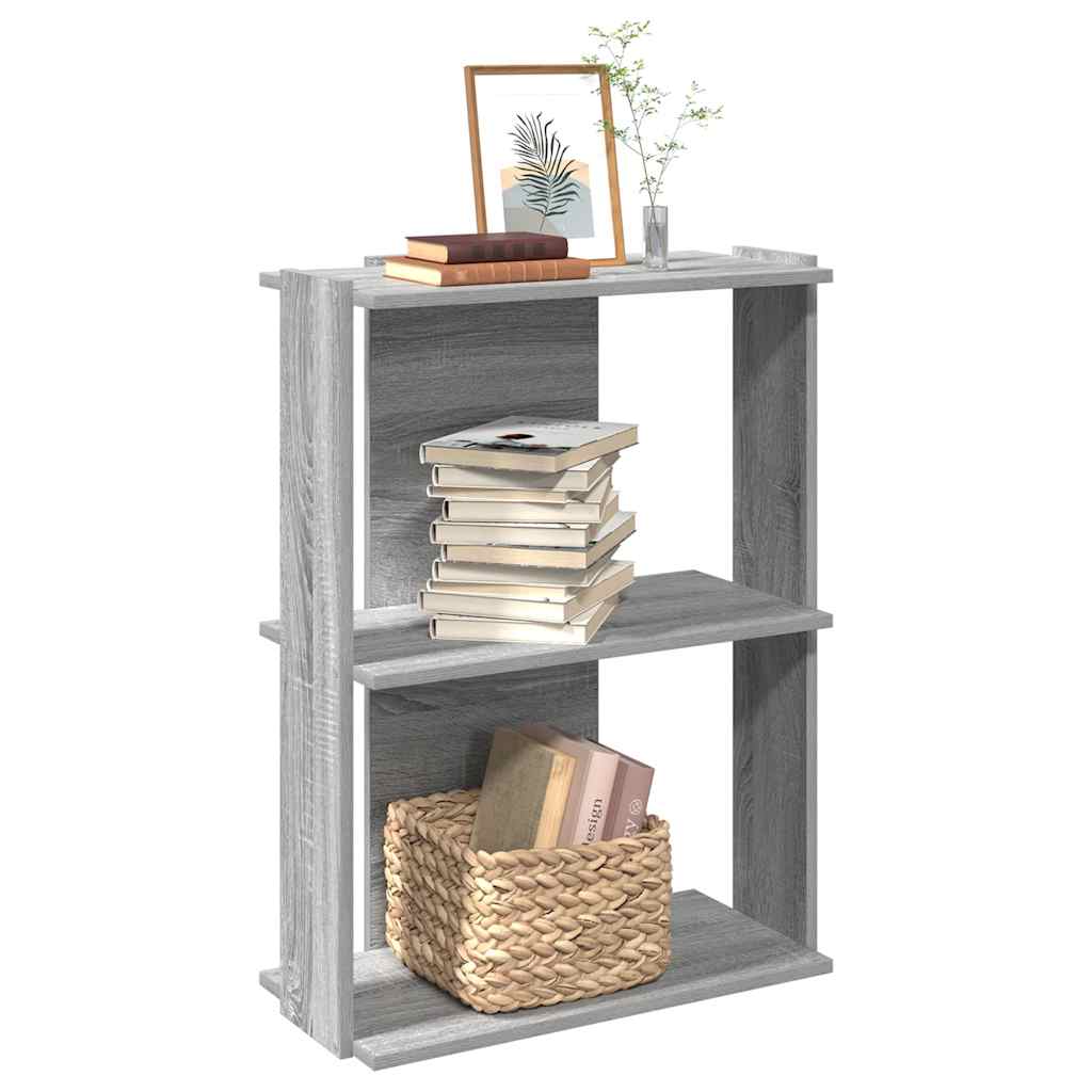 Bookcase 3 Shelves Grey Sonoma 60x30x80 cm Wood Material