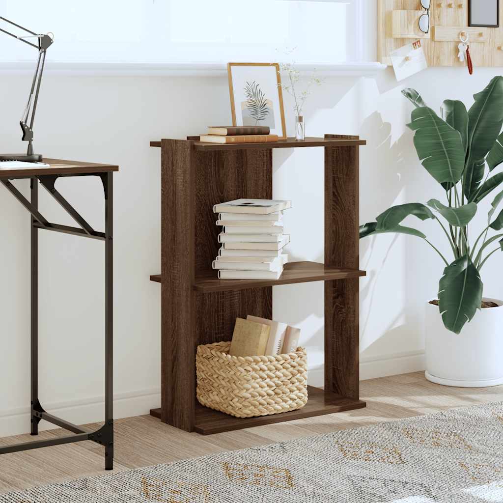 Bookcase 3 Shelves Brown Oak Look 60x30x80cm Wood Material