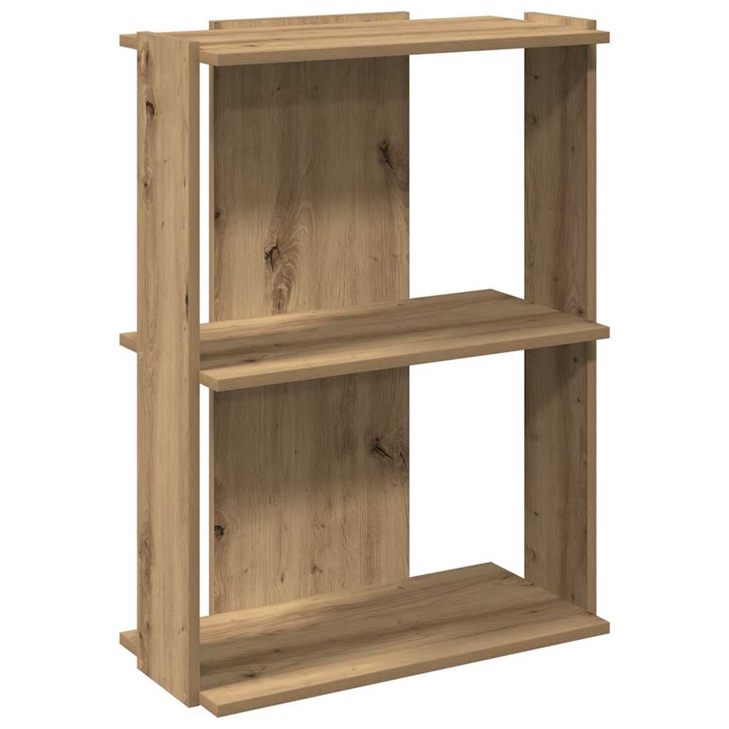 Bookcase 3 shelves Artisan oak 60x30x80 cm wood material