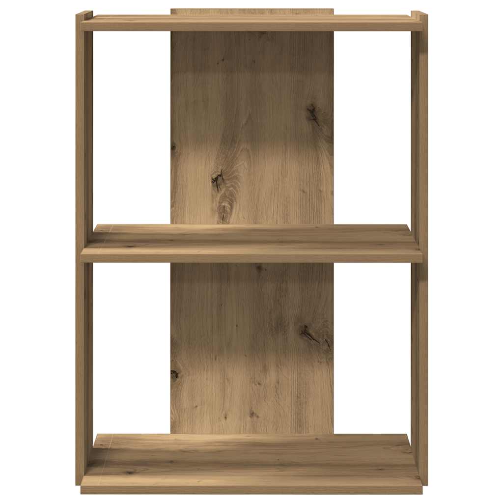 Bookcase 3 shelves Artisan oak 60x30x80 cm wood material