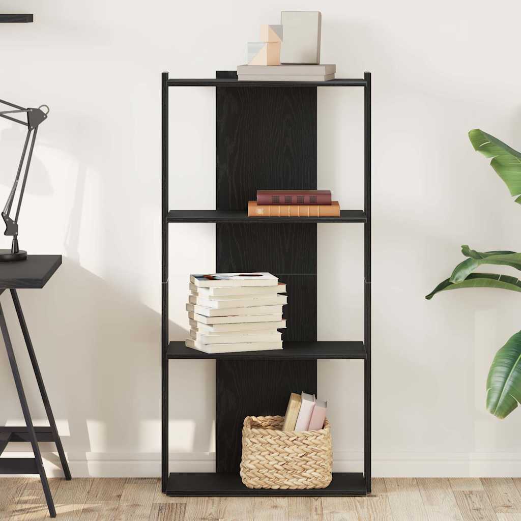 Bookcase 3 Shelves Black 60x30x120 cm Wood Material