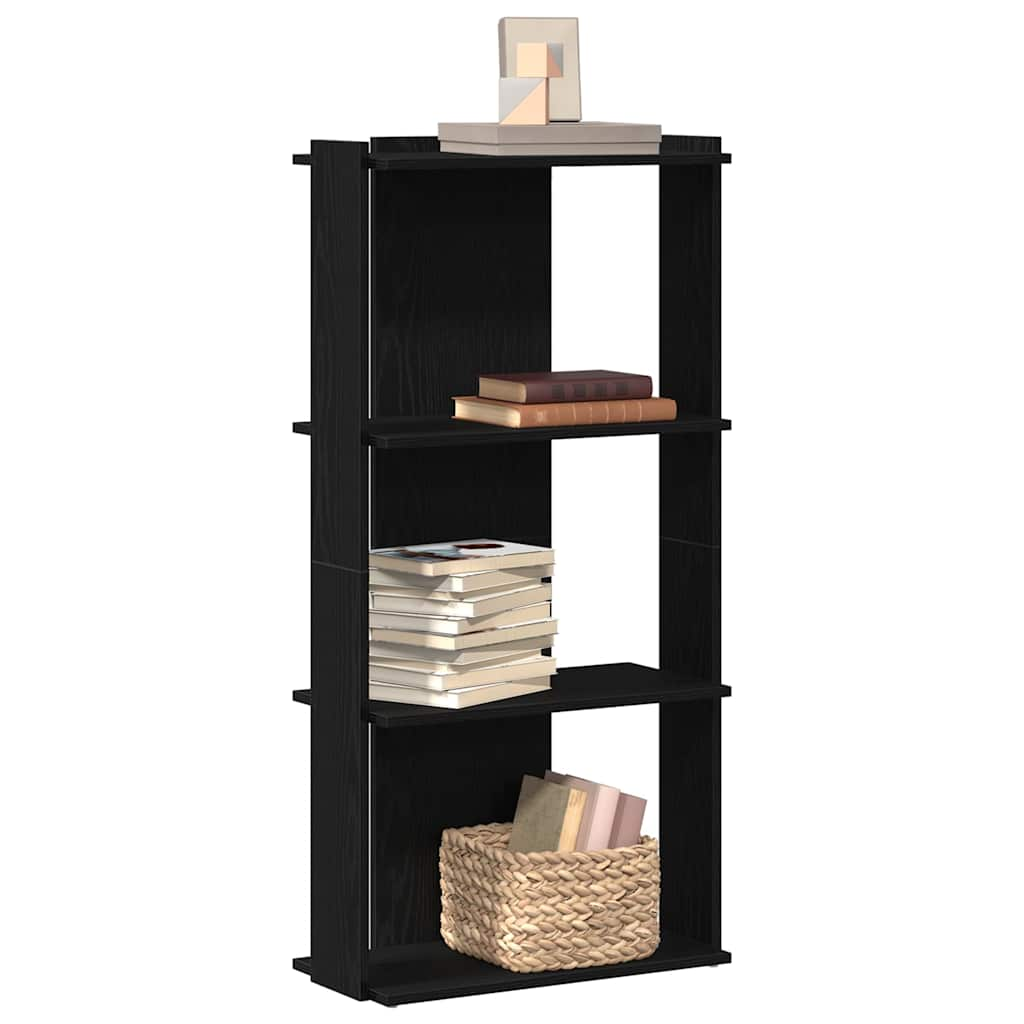 Bookcase 3 Shelves Black 60x30x120 cm Wood Material