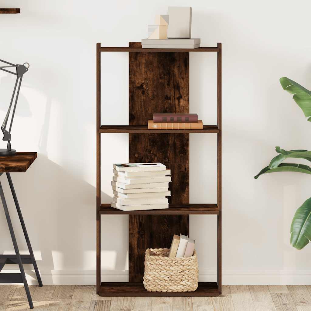 Bookcase 3 shelves smoked oak 60x30x120 cm wood material