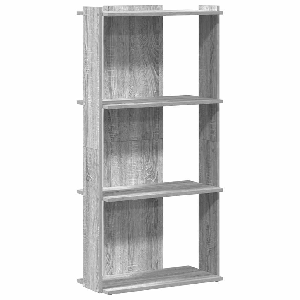 Bookcase 3 Shelves Grey Sonoma 60x30x120 cm Wood Material