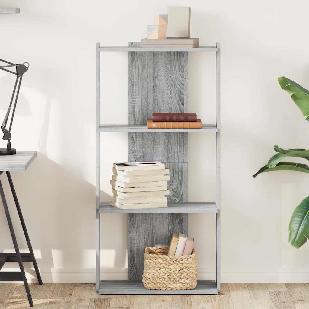 Bookcase 3 Shelves Grey Sonoma 60x30x120 cm Wood Material