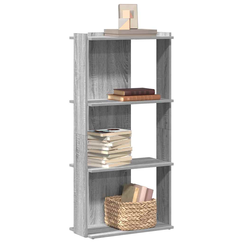 Bookcase 3 Shelves Grey Sonoma 60x30x120 cm Wood Material