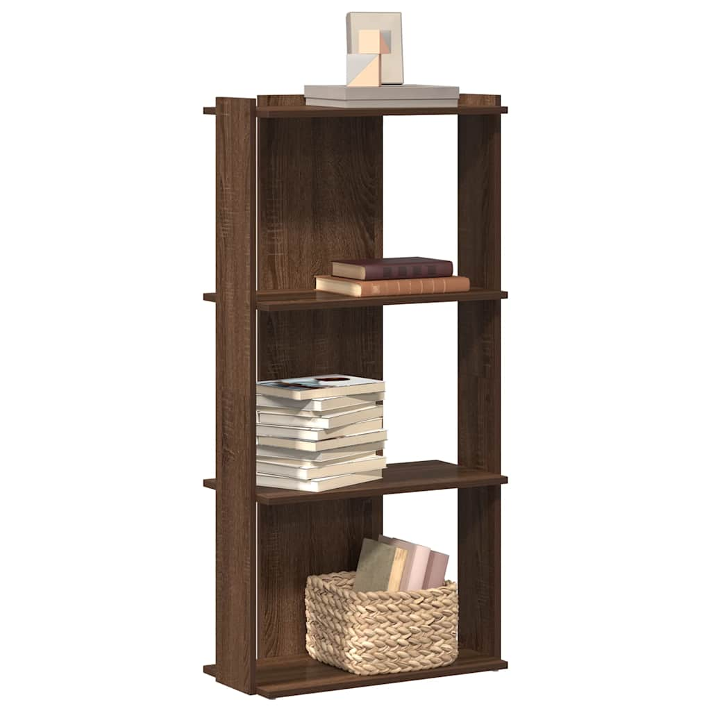 Bookcase 3 Shelves Brown Oak Look 60x30x120cm Wood Material