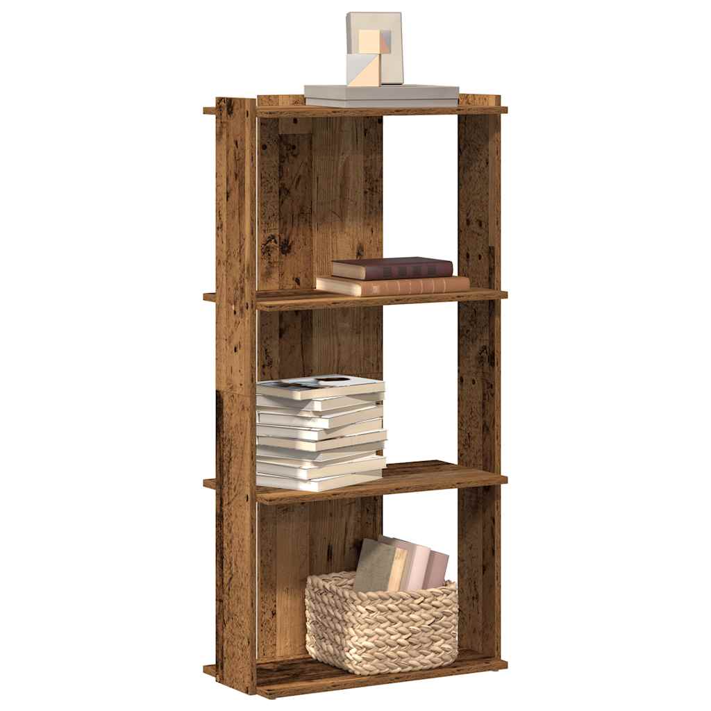 Bookcase 3 shelves old wood look 60x30x120 cm wood material