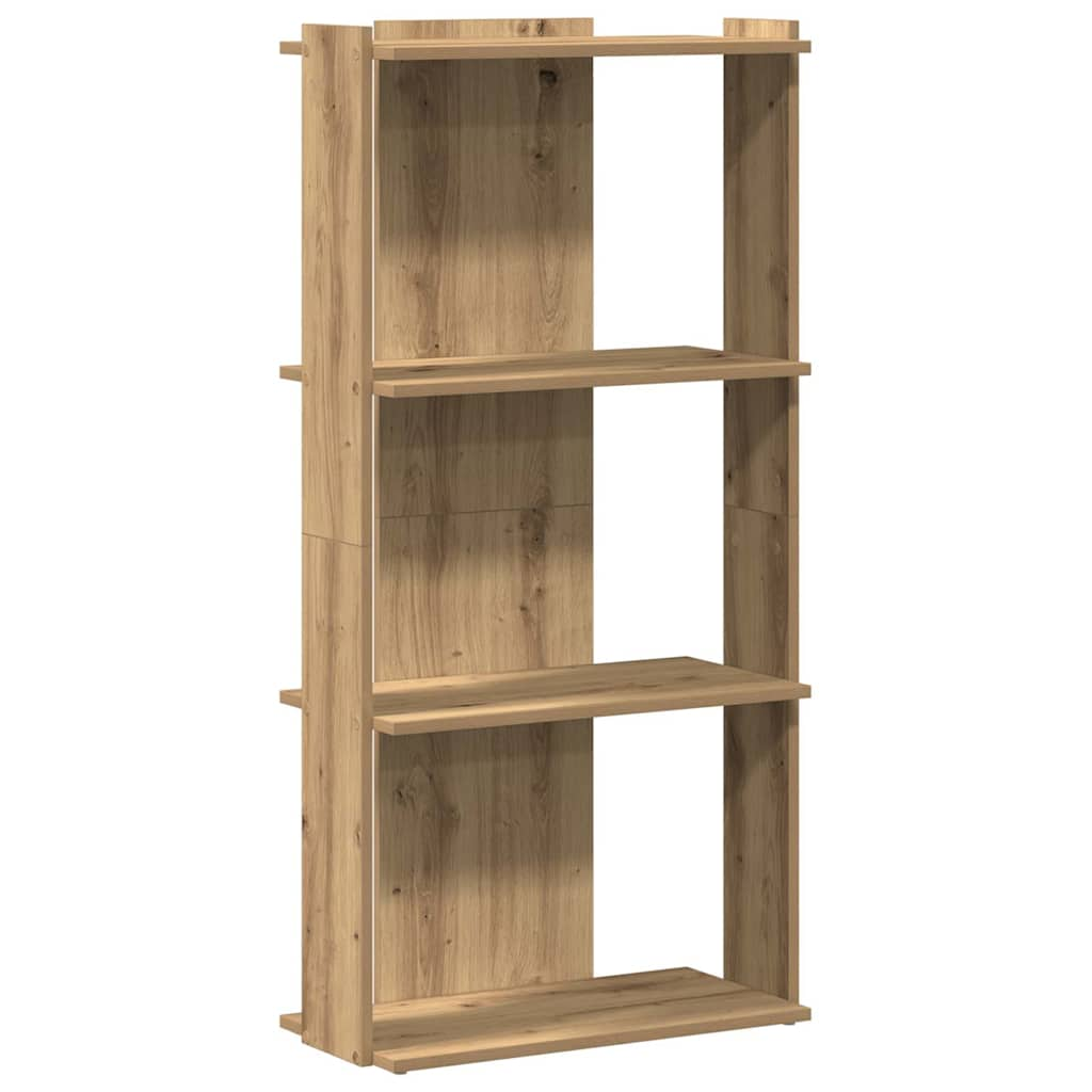 Bookcase 3 shelves Artisan oak 60x30x120 cm wood material