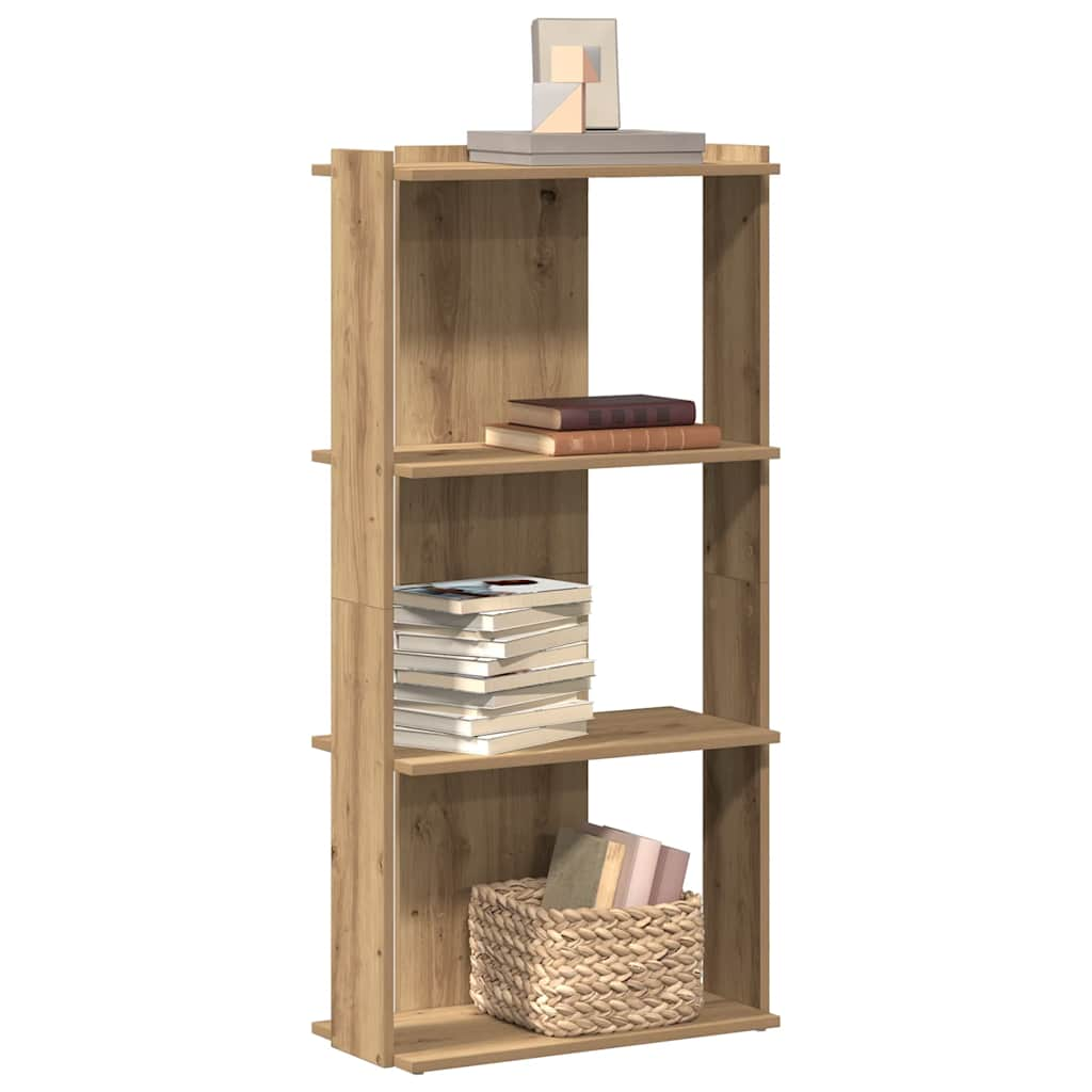 Bookcase 3 shelves Artisan oak 60x30x120 cm wood material