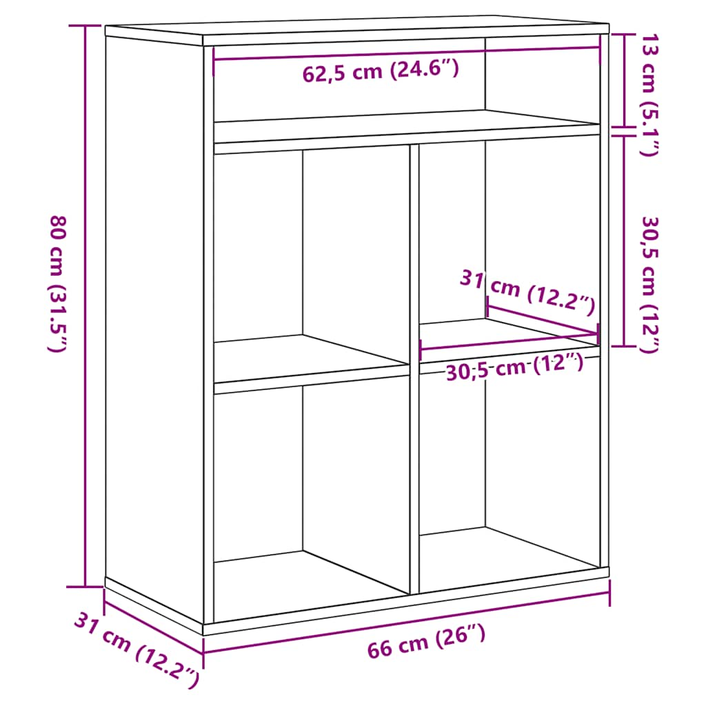 Bücherregal Sonoma-Eiche 66x31x80 cm Holzwerkstoff