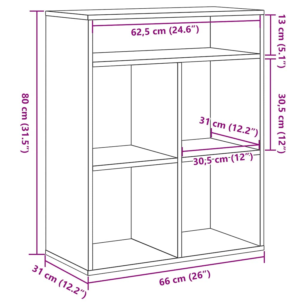 Bücherregal Weiß 66x31x80 cm Holzwerkstoff