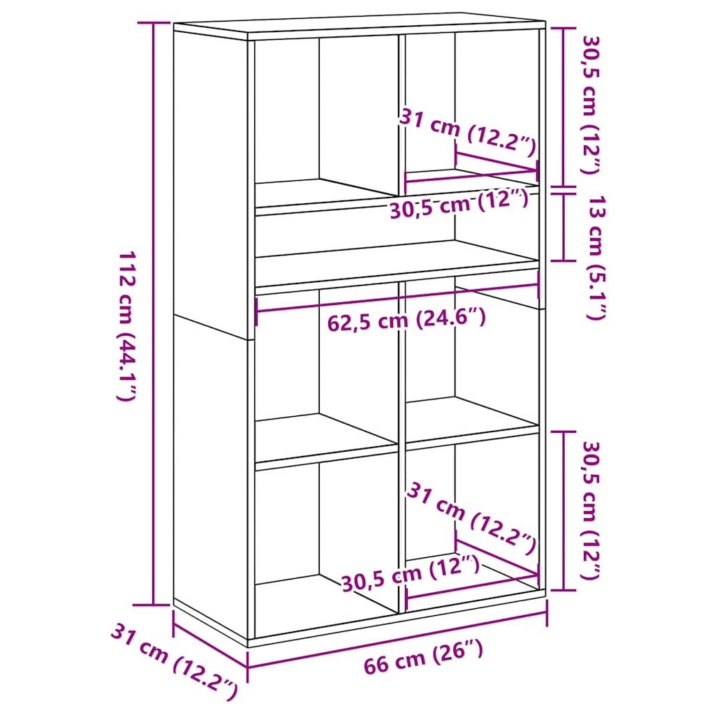 Bücherregal Schwarz 66x31x112 cm Holzwerkstoff