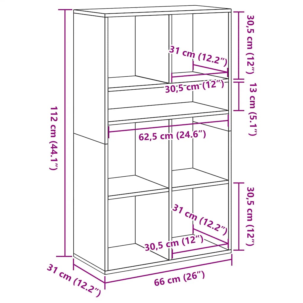 Bücherregal Weiß 66x31x112 cm Holzwerkstoff