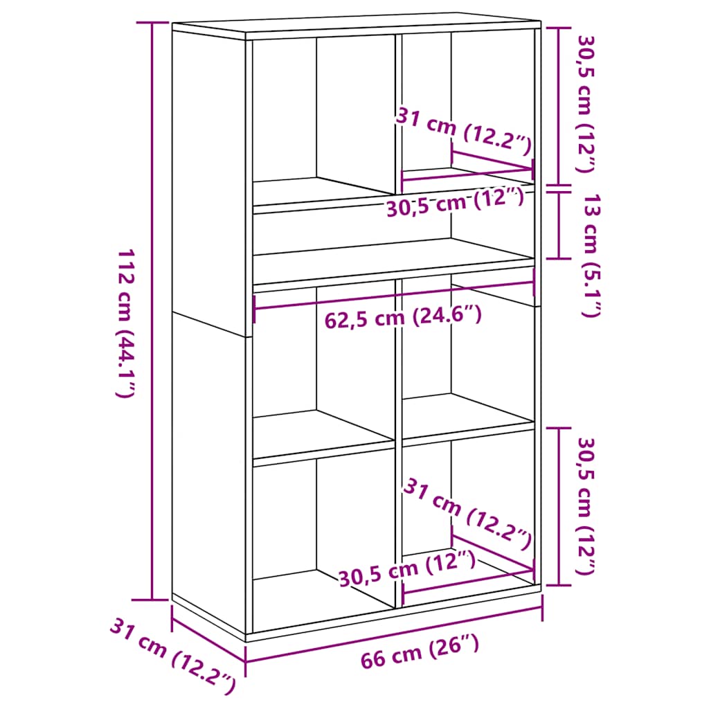 Bücherregal Braun Eichen-Optik 66x31x112 cm Holzwerkstoff