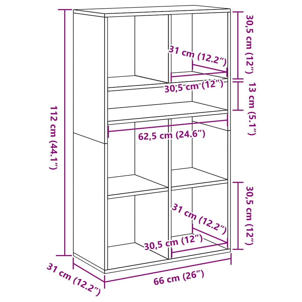 Bookshelf old wood look 66x31x112 cm wood material