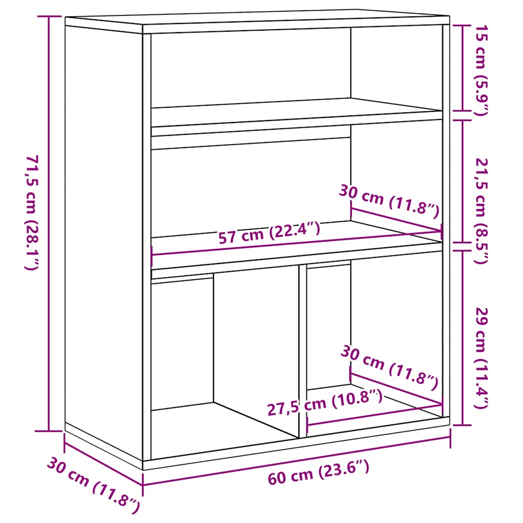 Bücherregal Betongrau 60x30x71,5 cm Holzwerkstoff