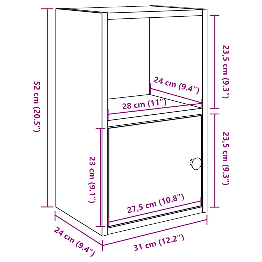 Bücherregal Braun Eichen-Optik 31x24x52 cm Holzwerkstoff