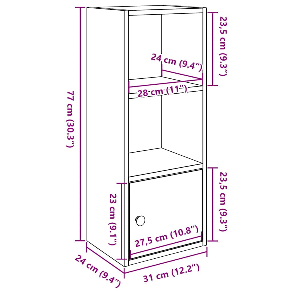 Bookshelf White 31x24x77 cm Wood Material