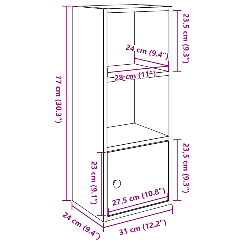 Bookshelf Black Oak Look 31x24x77 cm Wood Material