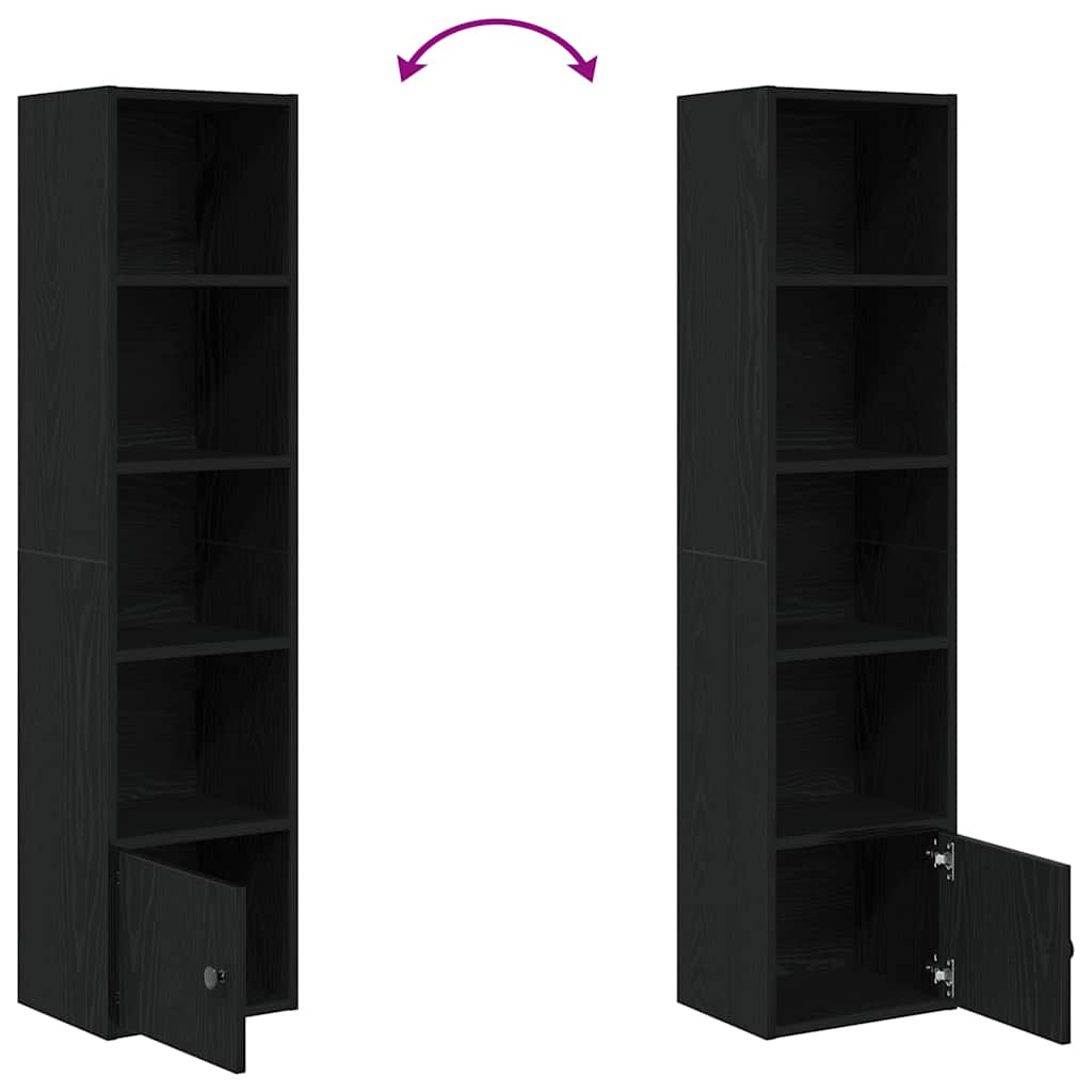 Bookshelf Black Oak Look 31x24x127 cm Wood Material