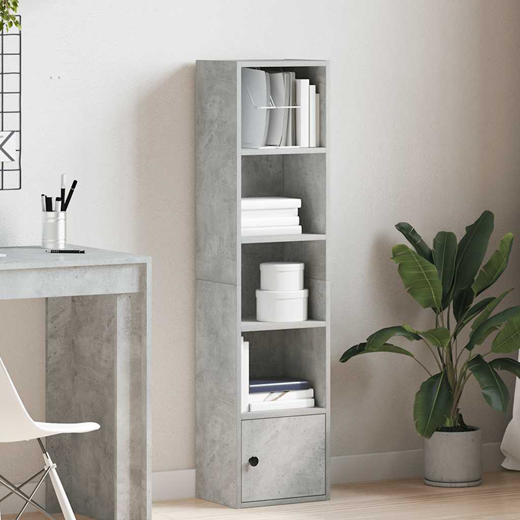 Bookshelf Concrete Grey 31x24x127 cm Wood Material