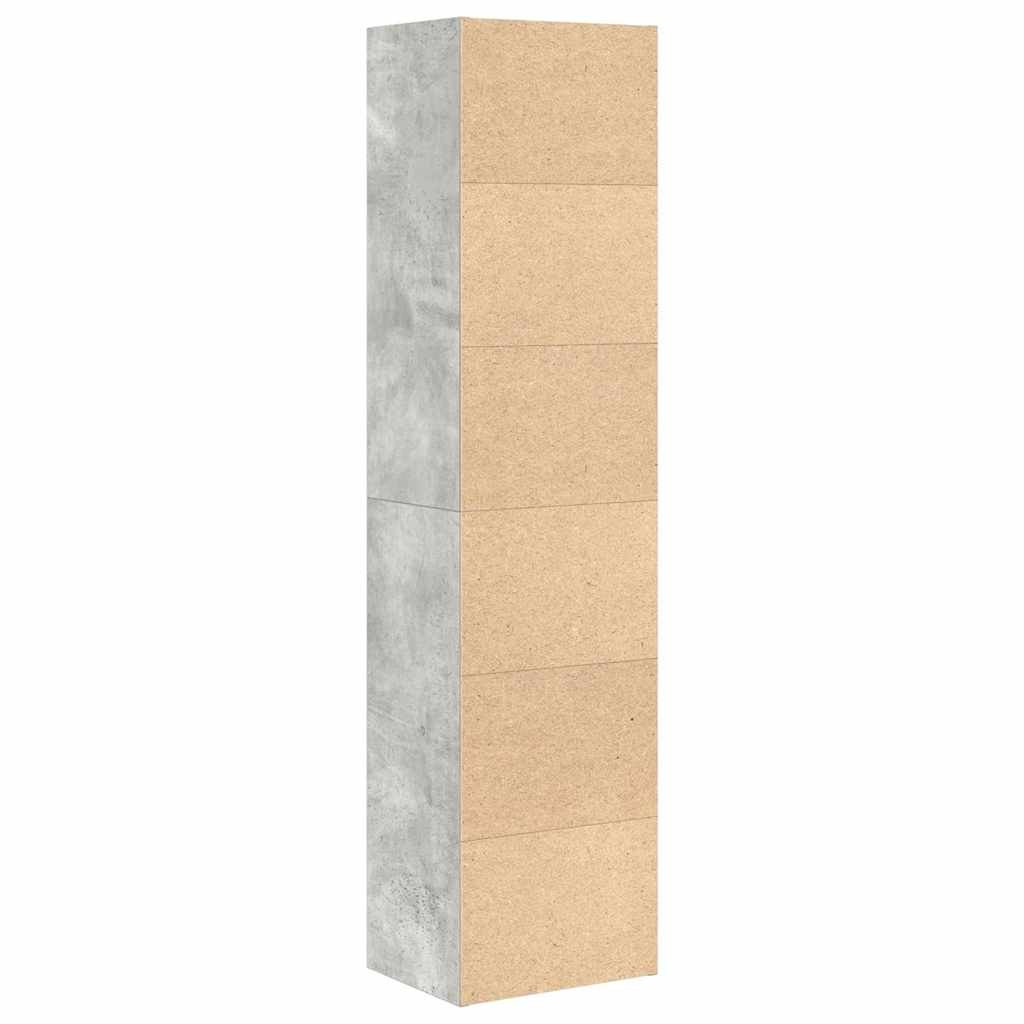 Bookshelf Concrete Grey 31x24x127 cm Wood Material