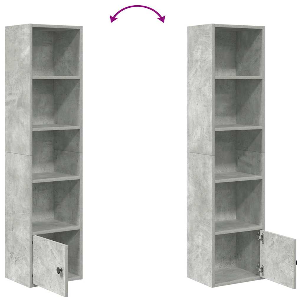 Bookshelf Concrete Grey 31x24x127 cm Wood Material