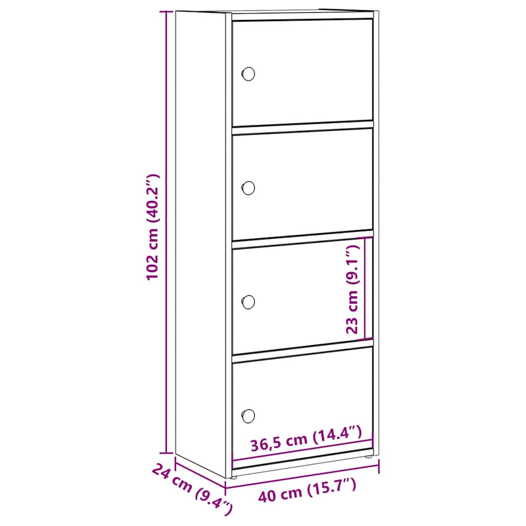 Bookshelf White 40x24x102 cm Wood Material