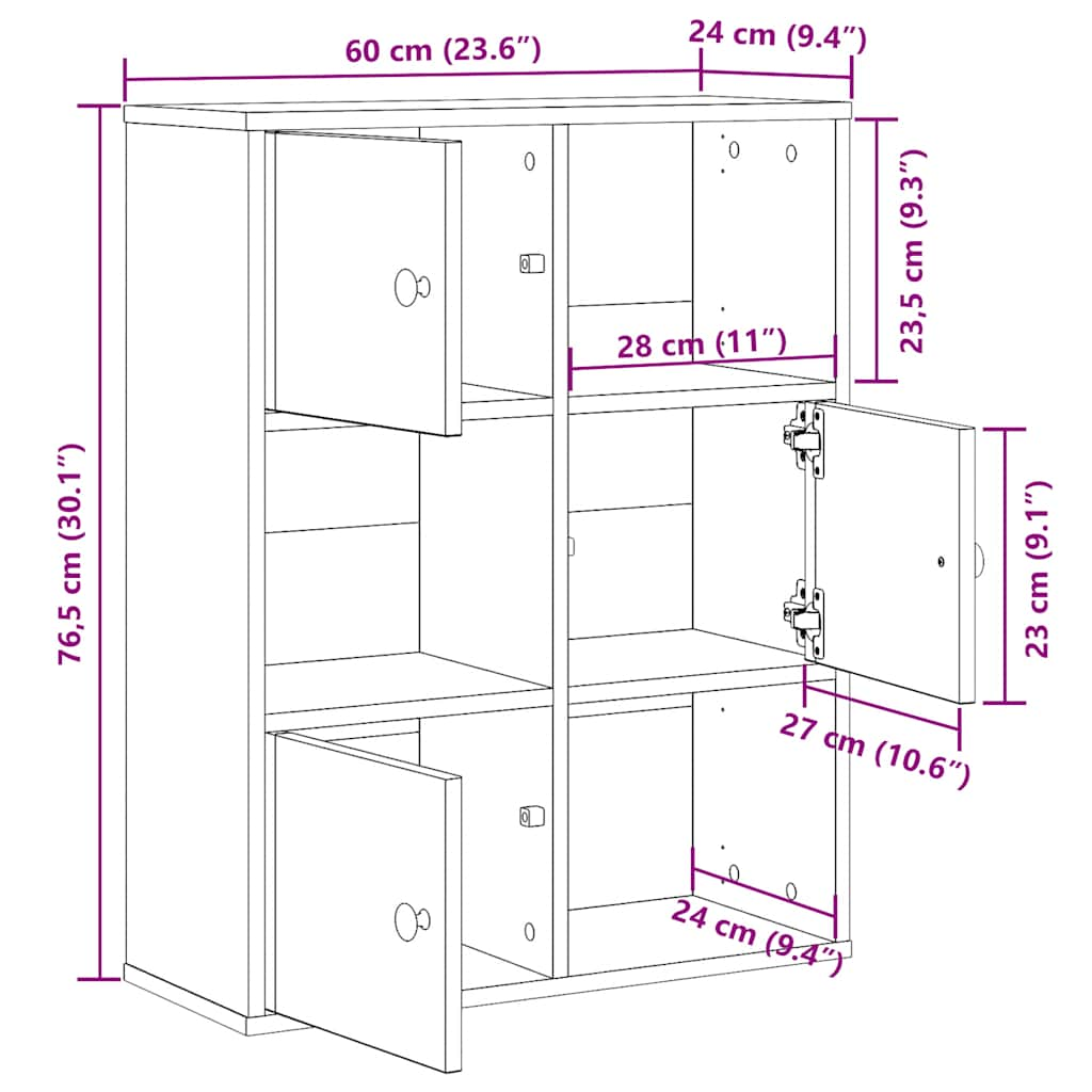 Bücherregal Weiß 60x24x76,5 cm Holzwerkstoff