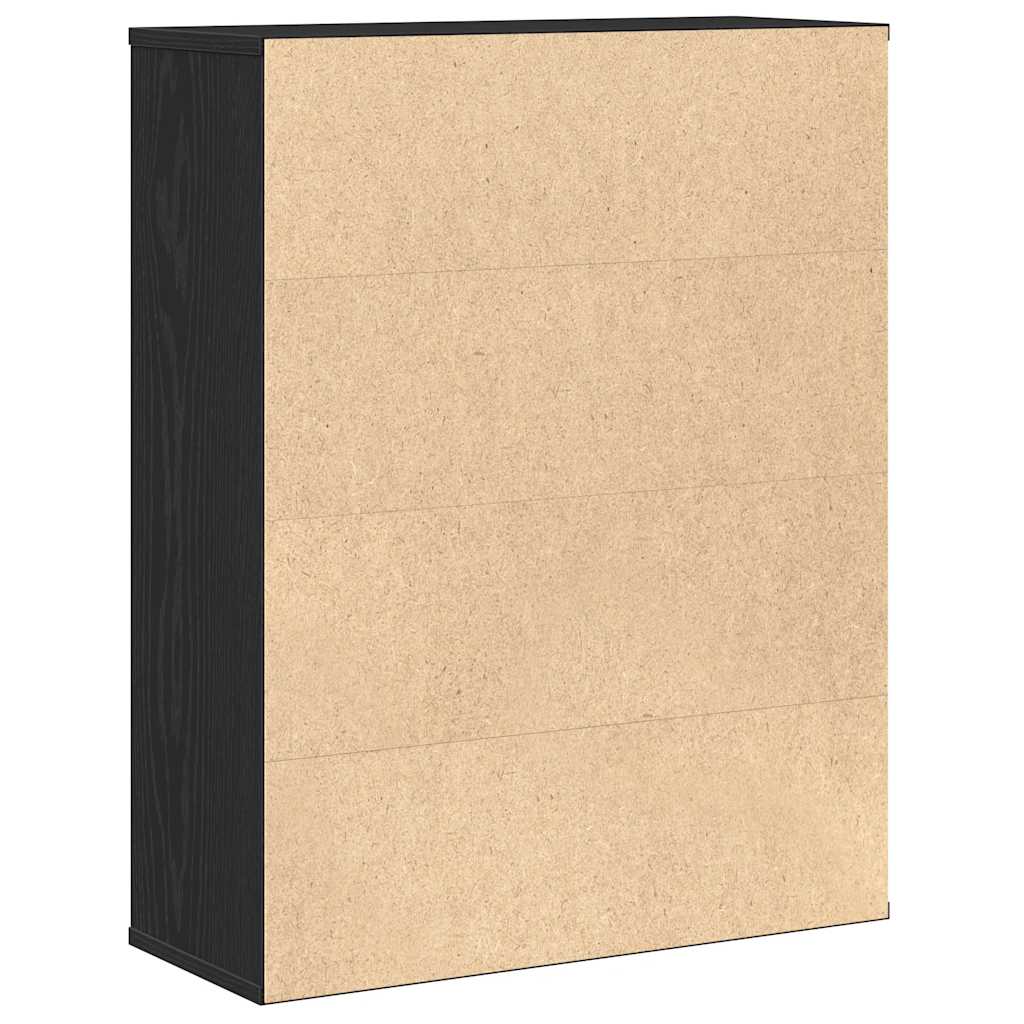 Bücherregal Schwarz Eichen-Optik 60x24x76,5 cm Holzwerkstoff