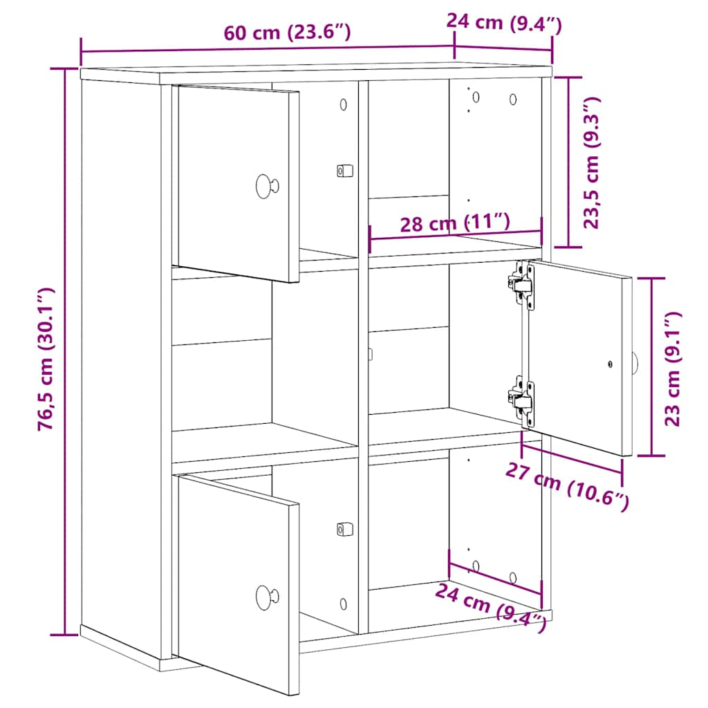 Bookshelf old wood look 60x24x76.5 cm wood material