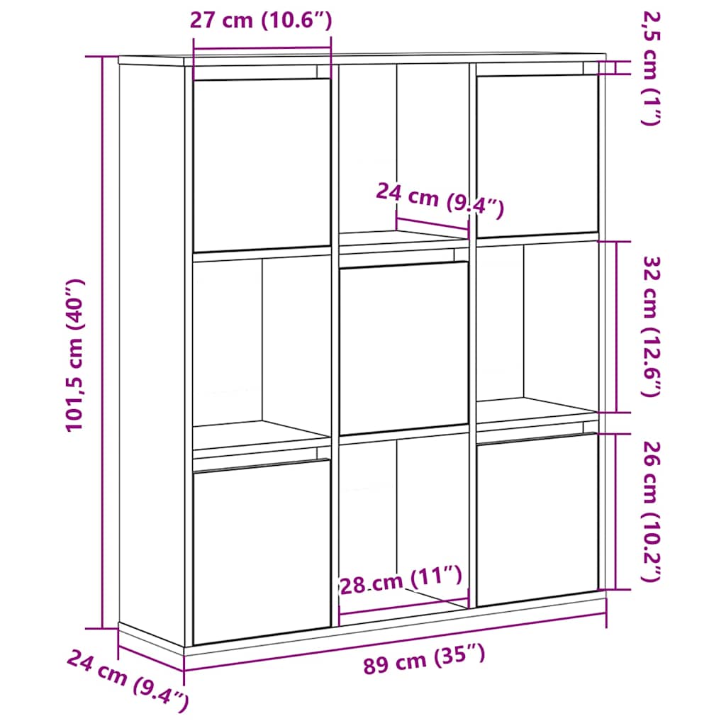 Bücherregal Räuchereiche 89x24x101,5 cm Holzwerkstoff