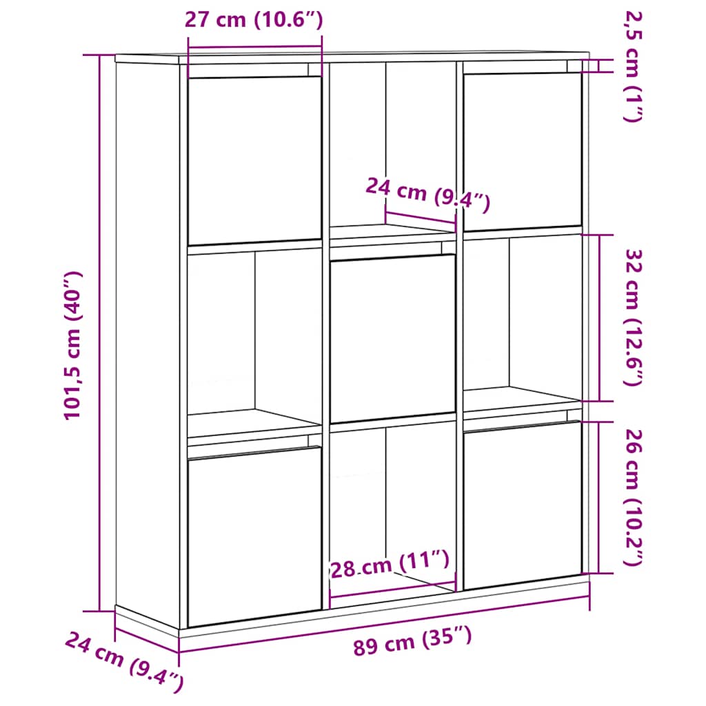 Bookshelf Brown Oak Look 89x24x101.5 cm Wood Material