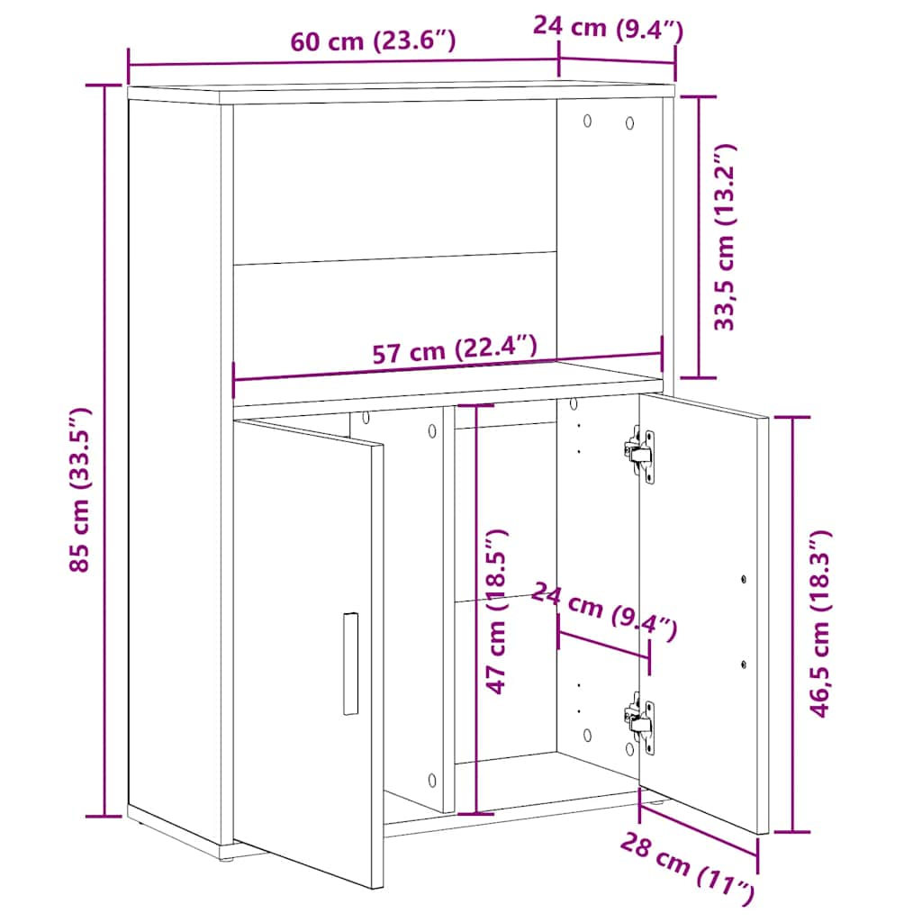 Bookshelf Sonoma Oak 60x24x85 cm Wood Material