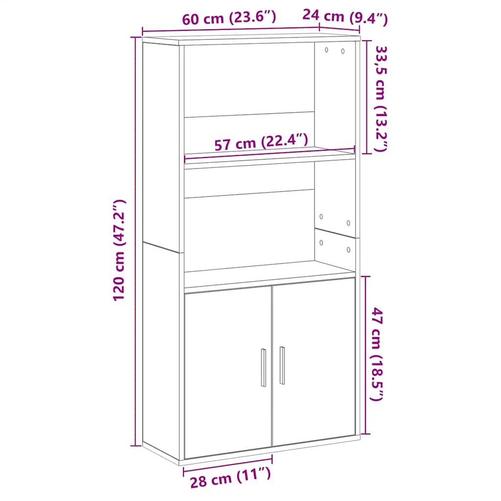 Bücherregal Weiß 60x24x120 cm Holzwerkstoff