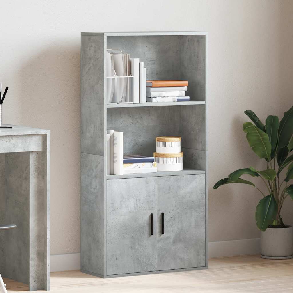 Bookshelf Concrete Grey 60x24x120 cm Wood Material