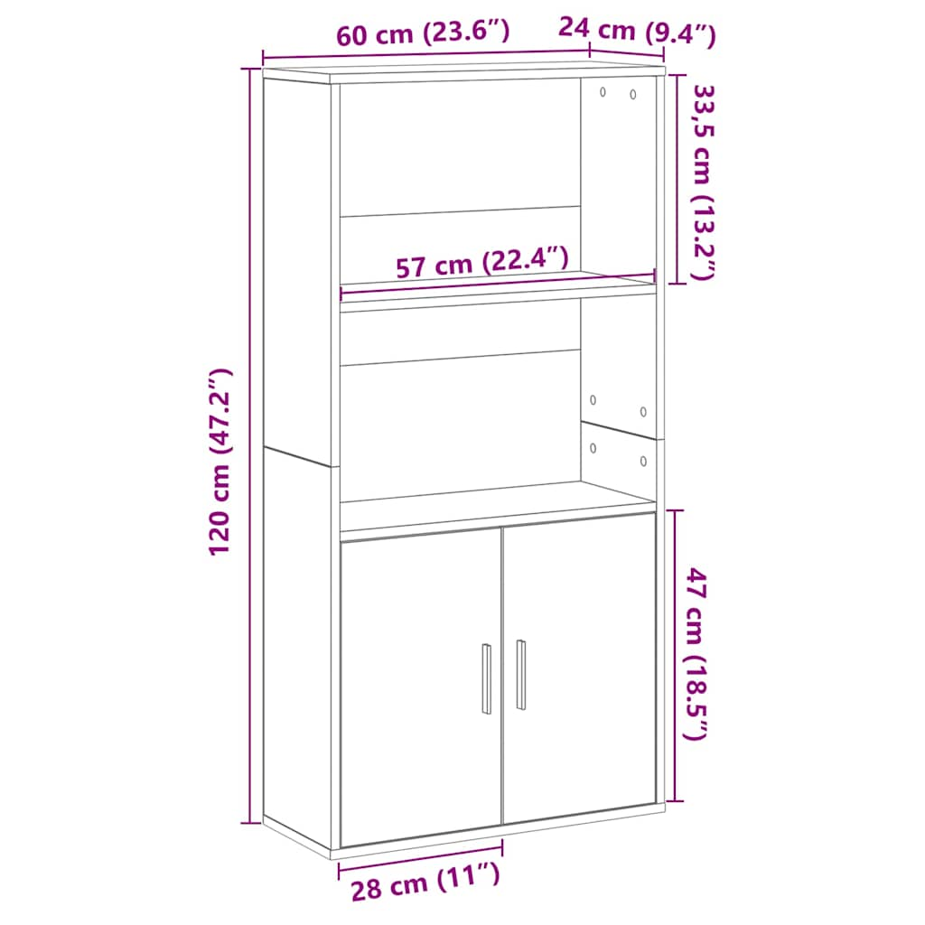 Bookshelf Concrete Grey 60x24x120 cm Wood Material