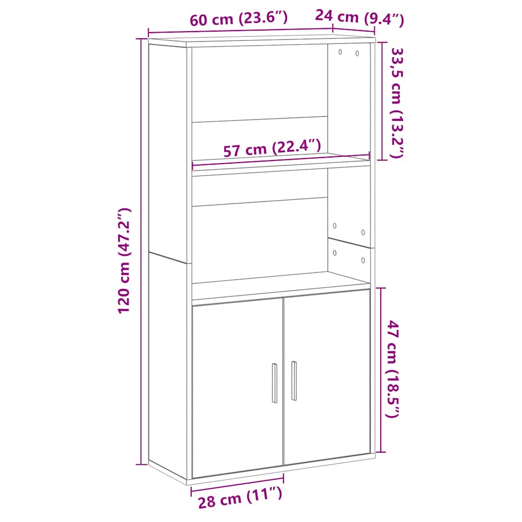 Bücherregal Braun Eichen-Optik 60x24x120 cm Holzwerkstoff