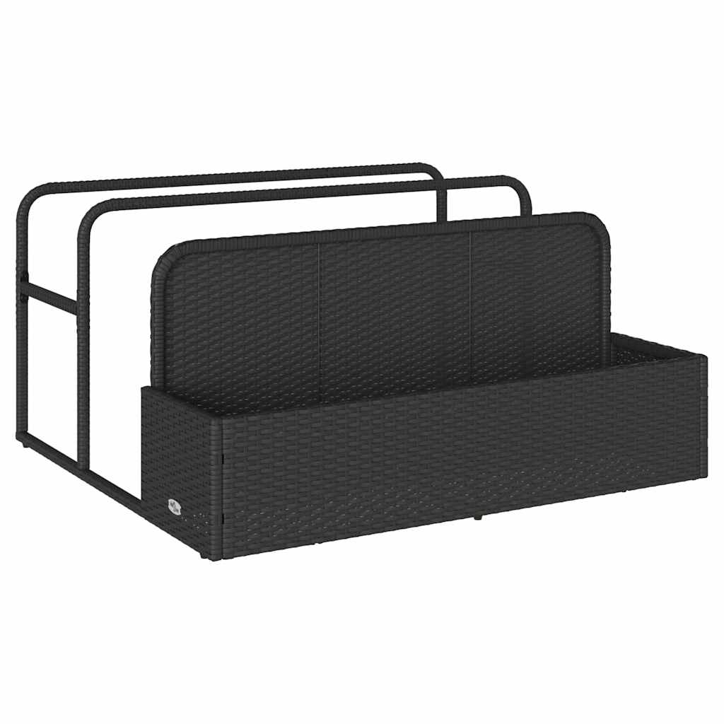 Pool Storage Container Black 110x100x57 cm Poly Rattan