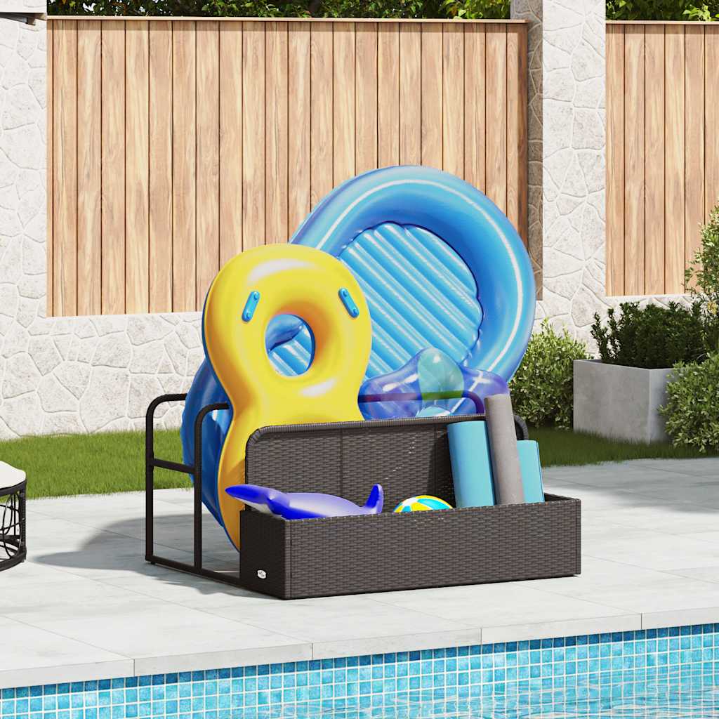 Pool Aufbewahrungsbehälter Schwarz 110x100x57 cm Poly Rattan