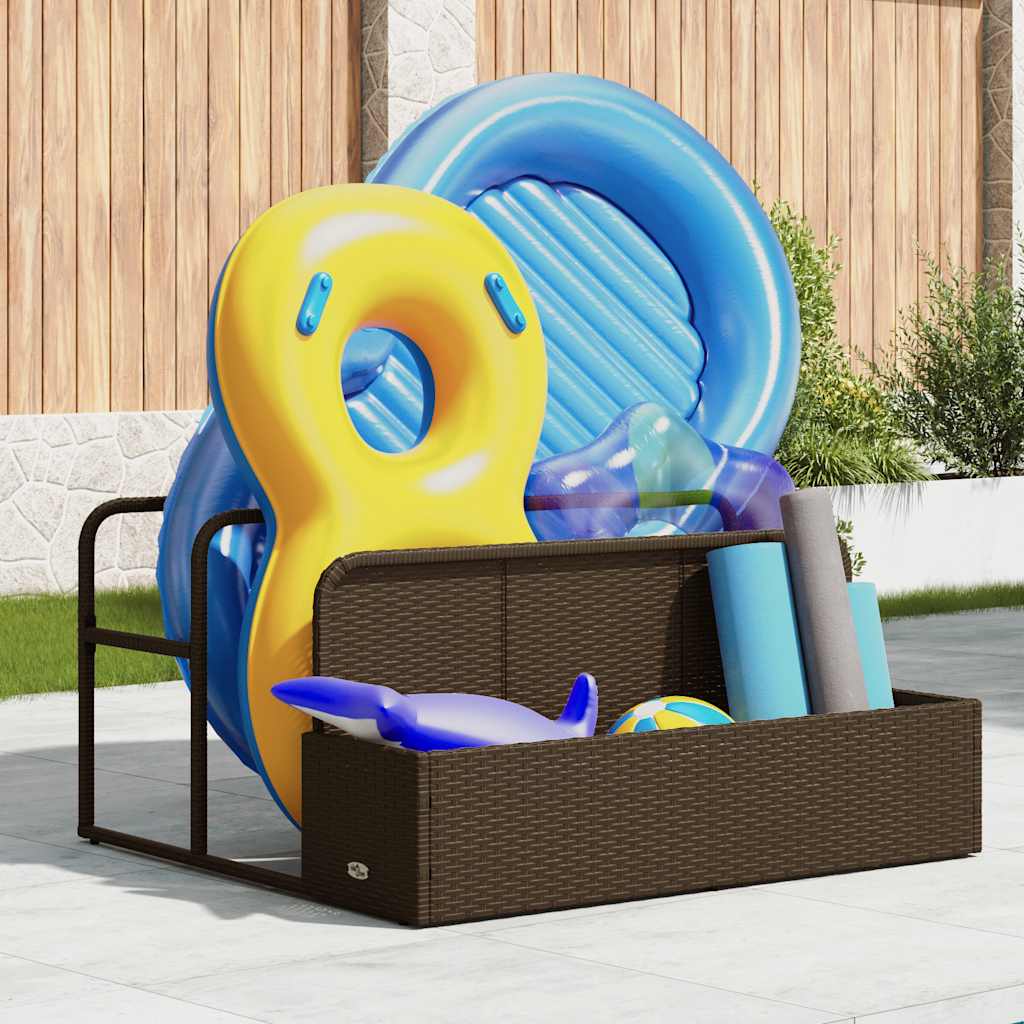 Pool Aufbewahrungsbehälter Braun 110x100x57 cm Poly Rattan