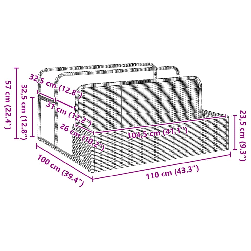 Pool Aufbewahrungsbehälter Braun 110x100x57 cm Poly Rattan