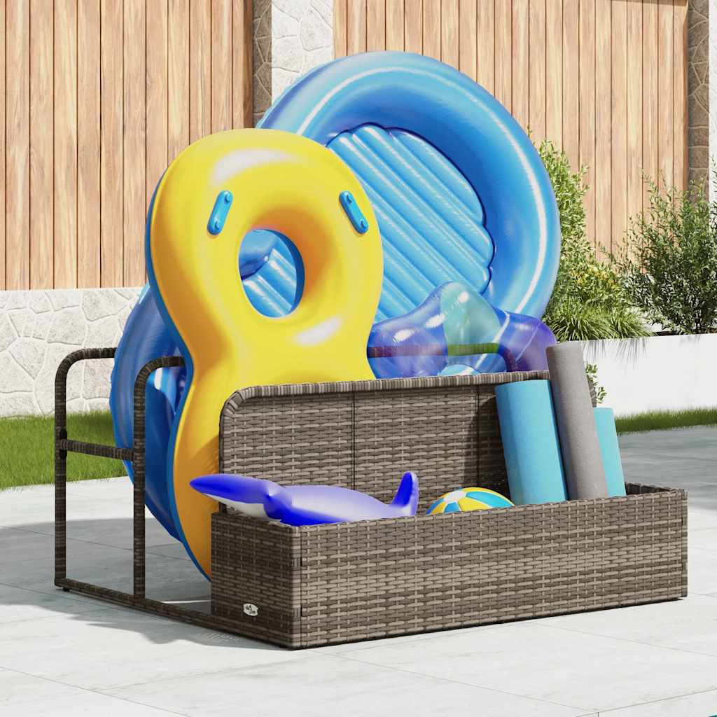 Pool Aufbewahrungsbehälter Grau 110x100x57 cm Poly Rattan